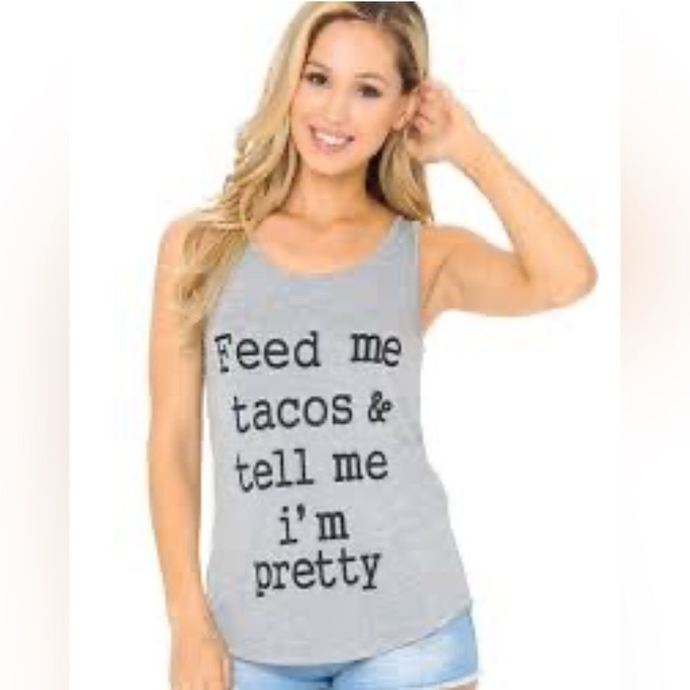 Body Rags Gray Graphic Tank Size Small